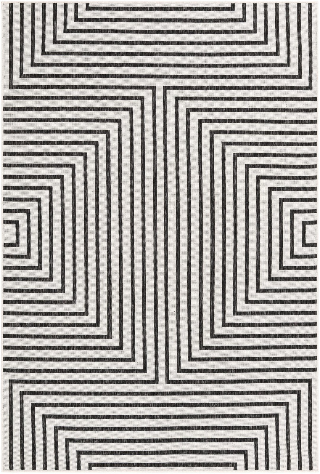 6' x 9' Gorse · Geometric Outdoor Rug, white and black