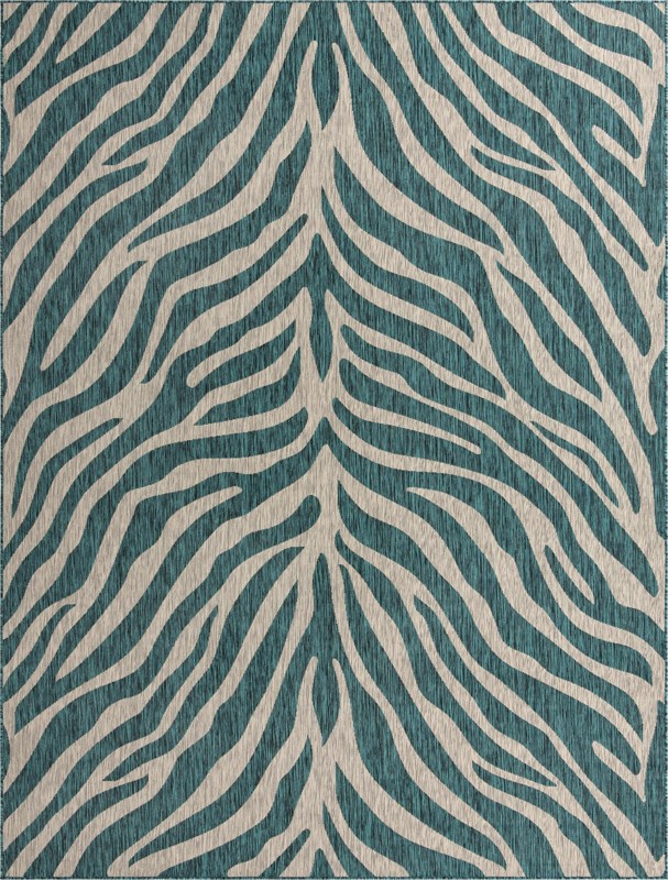 9' x 12' Abney · Animal print Outdoor Rug, teal