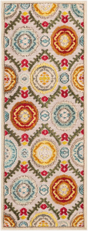 2' x 5' Quincy · Medallion Outdoor Rug, ivory beige