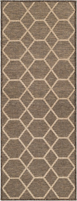 2' x 5' 3 Richter · Geometric lattice rug, brown and natural