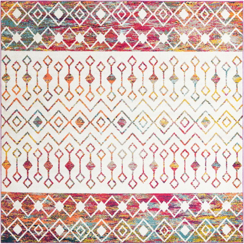 10' x 10' Vernon · Geometric tribal rug, ivory multi
