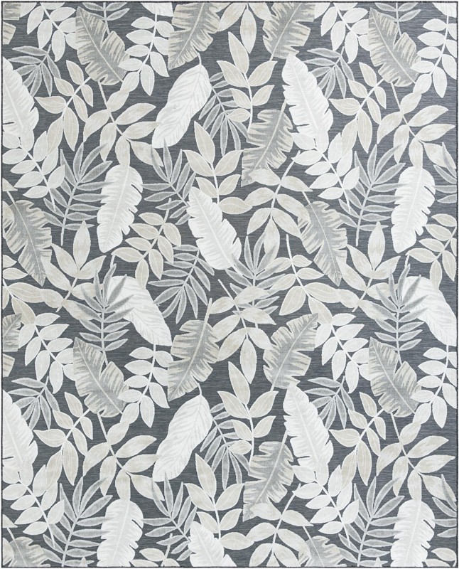 9' 9 x 12' Quimby · Botanical Outdoor Rug, black and ivory