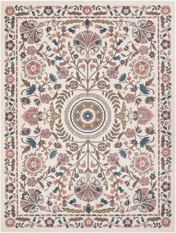 9' x 12' Griffith · Border rug, ivory