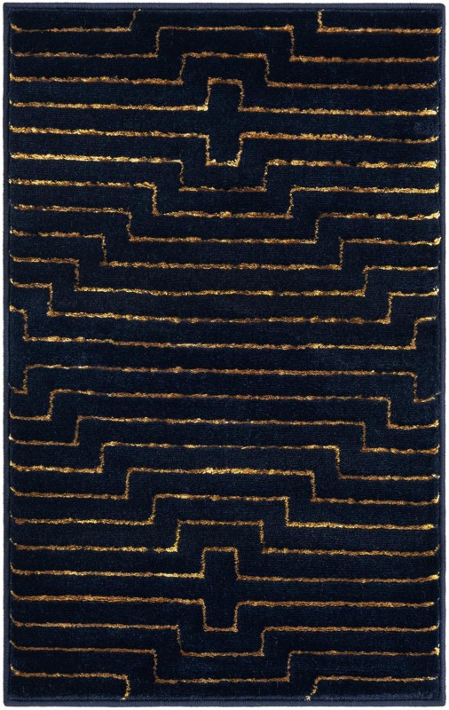 2' x 3' Cottonwood · Geometric rug, navy blue and gold