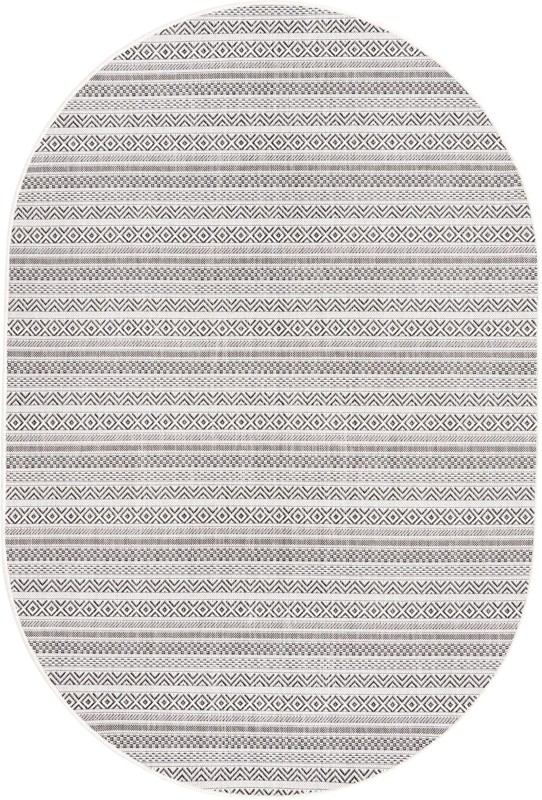 5' 3 x 8' Merlin · Striped geometric Outdoor Rug, beige and black