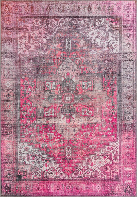 Clive · Border Washable Rug, pink