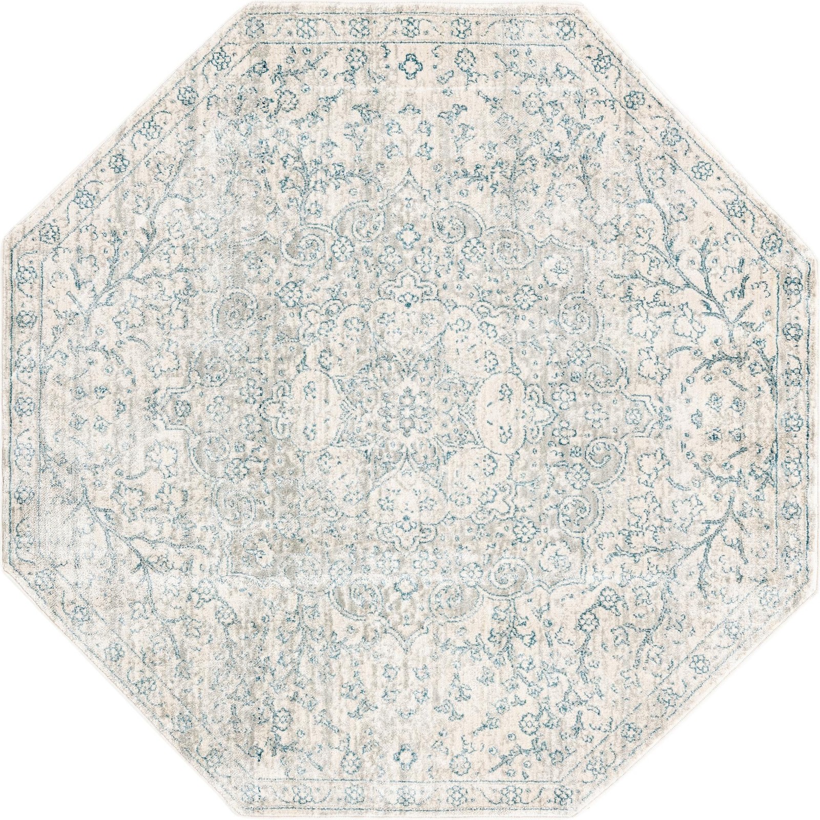 4' x 4' Stanford · Medallion rug, ivory and blue