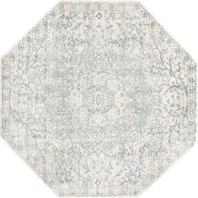 Stanford · Medallion rug, ivory and blue