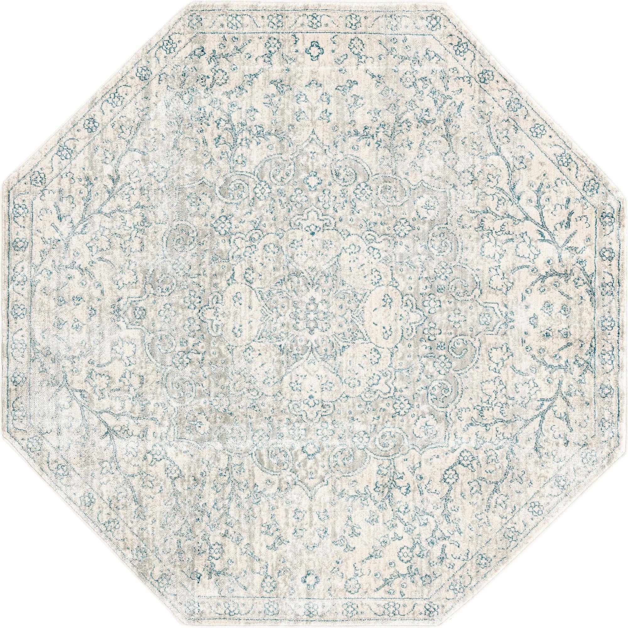 4' x 4' Stanford · Medallion rug, ivory and blue