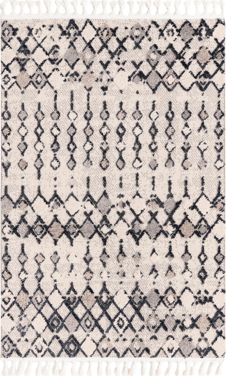 4' x 6' Josephine · Geometric tribal rug, sand and gray
