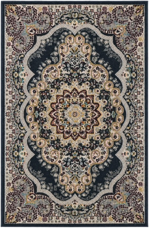 4' x 6' Candlelight · Medallion Washable Rug, navy and ivory