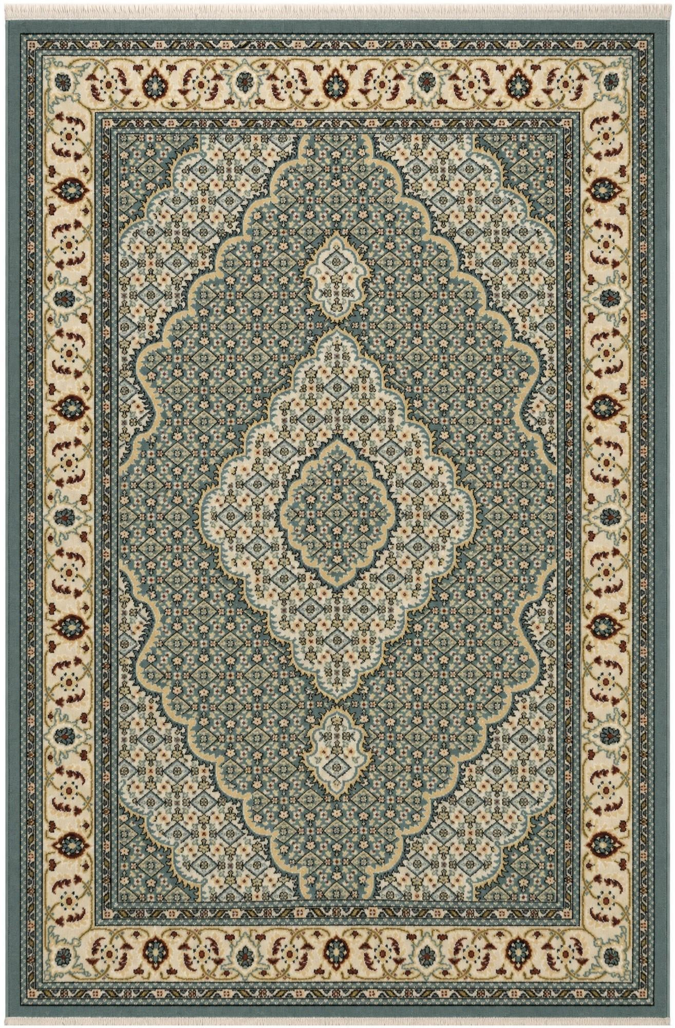 4' x 6' Millard · Border rug, light blue