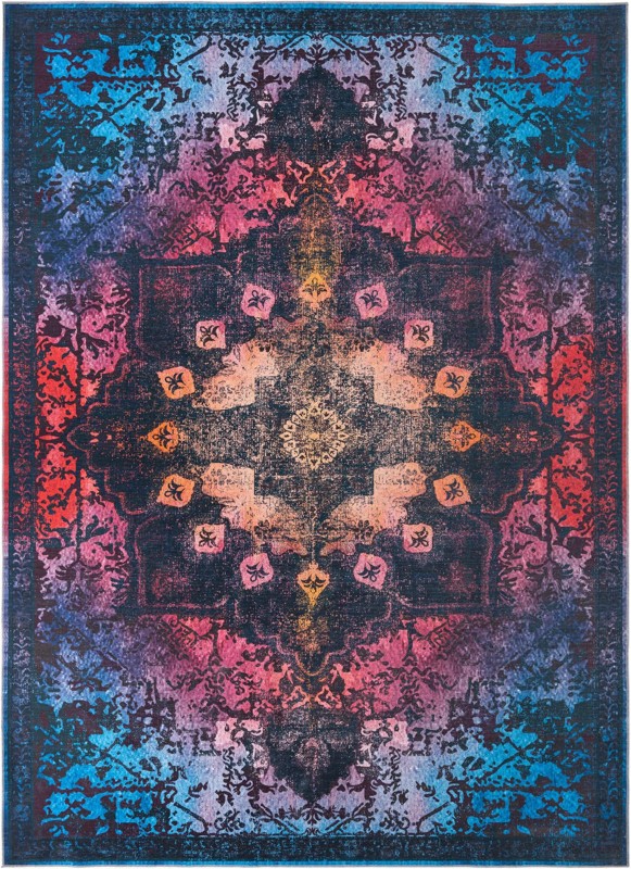 10' 6 x 14' Rideout · Distressed medallion Washable Rug, multicolor and black
