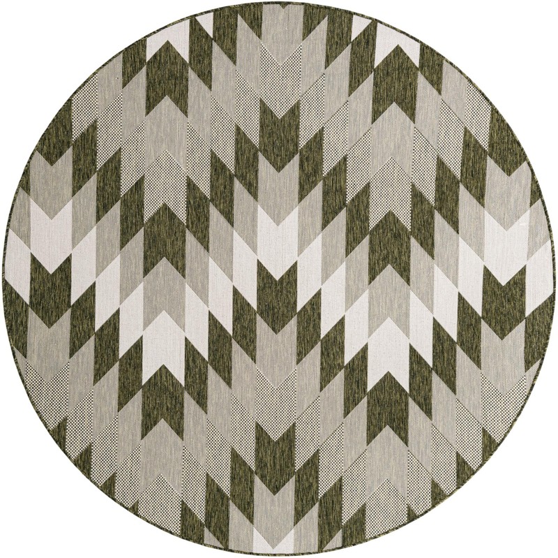 7' 10 x 7' 10 Morrell · Chevron Outdoor Rug, green and ivory