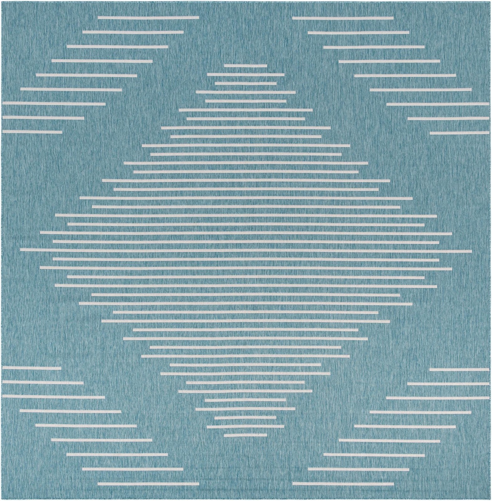 13' x 13' Harlow · Diamond Outdoor Rug, light aqua