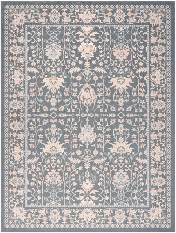 9' x 12' Sandys · Persian floral Washable Rug, navy and blush
