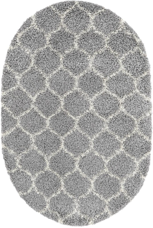 4' x 6' Barnett · Lattice Shag Rug, gray and ivory