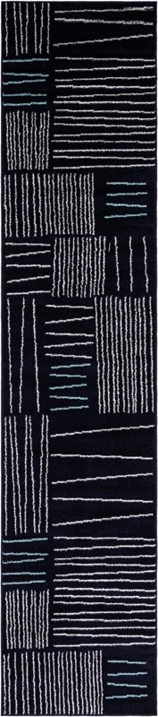 2' 7 x 12' Bellingham · Geometric rug, navy blue