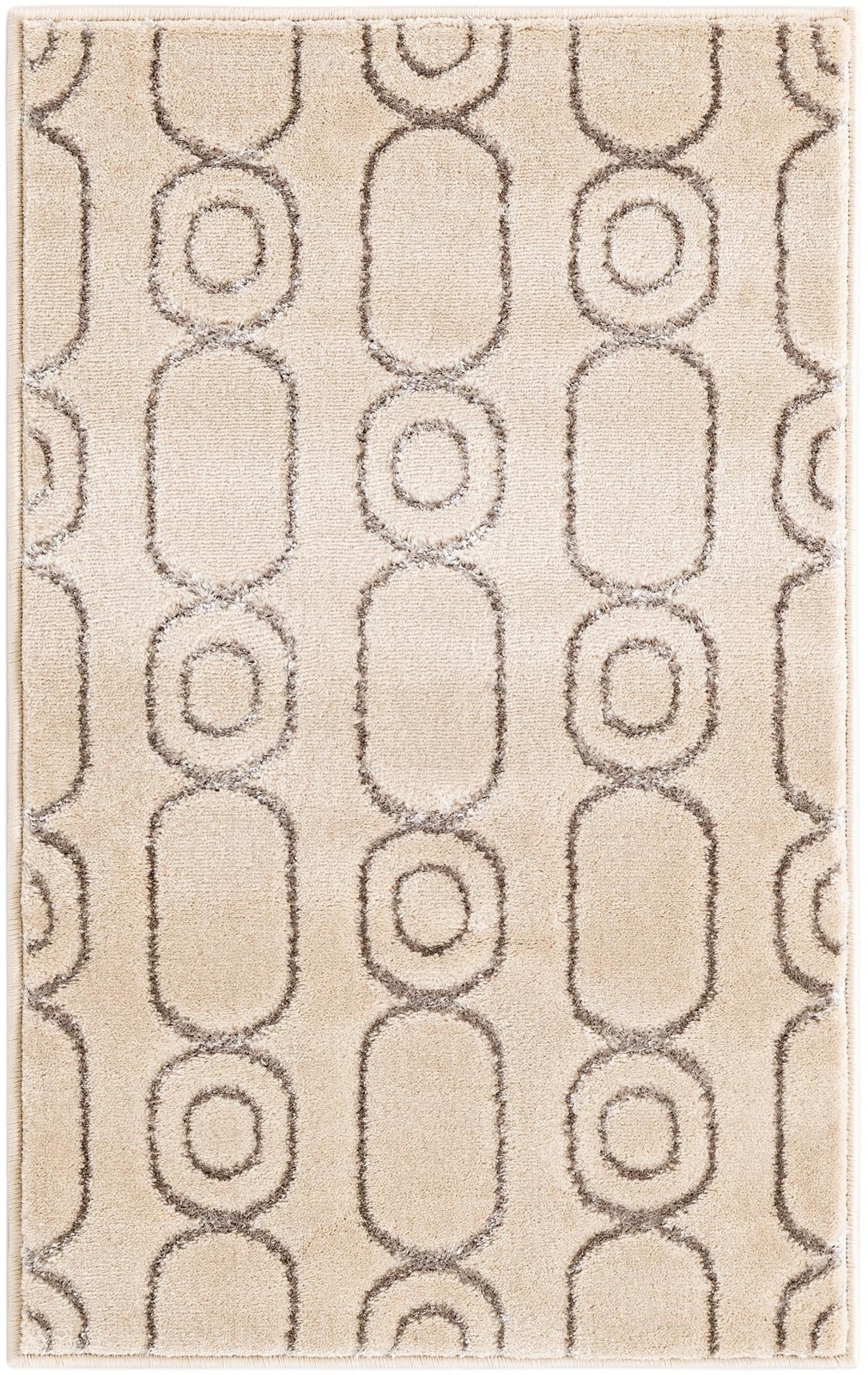 2' x 3' Renwick · Geometric rug, white and silver