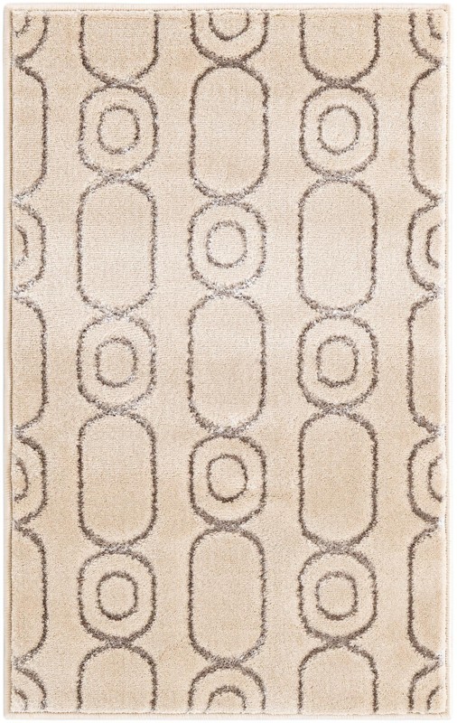 2' x 3' Renwick · Geometric rug, white and silver