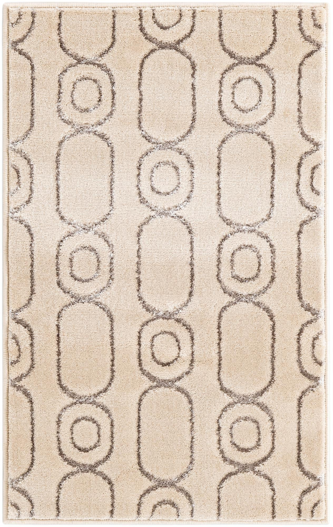 2' x 3' Renwick · Geometric rug, white and silver