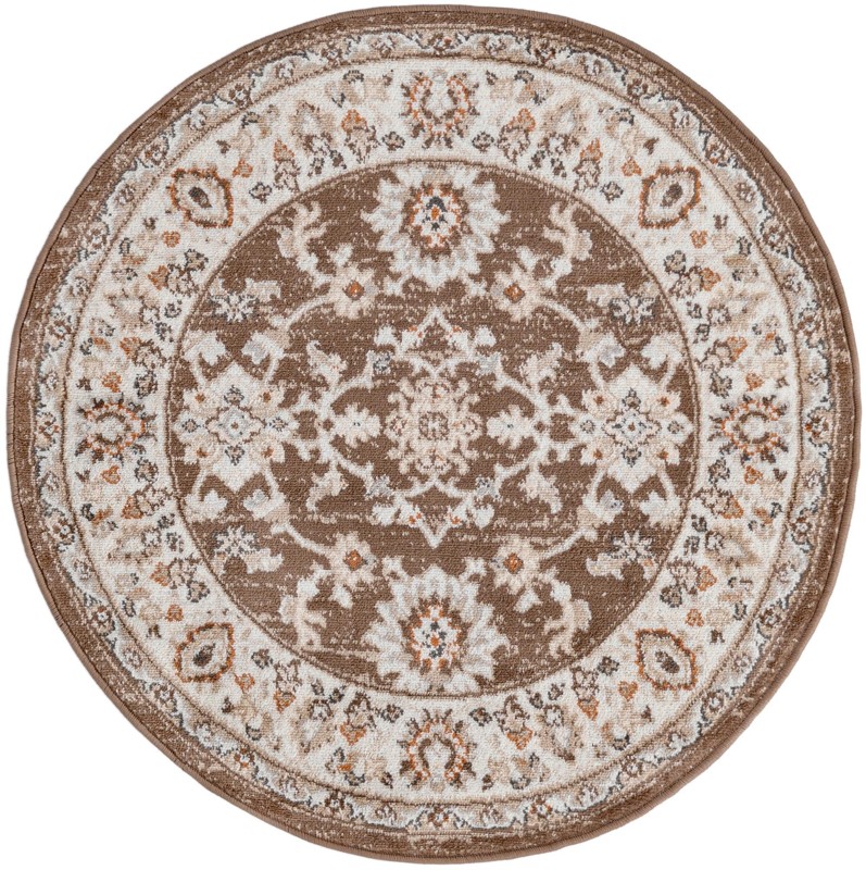3' x 3' Reuben · Border rug, brown