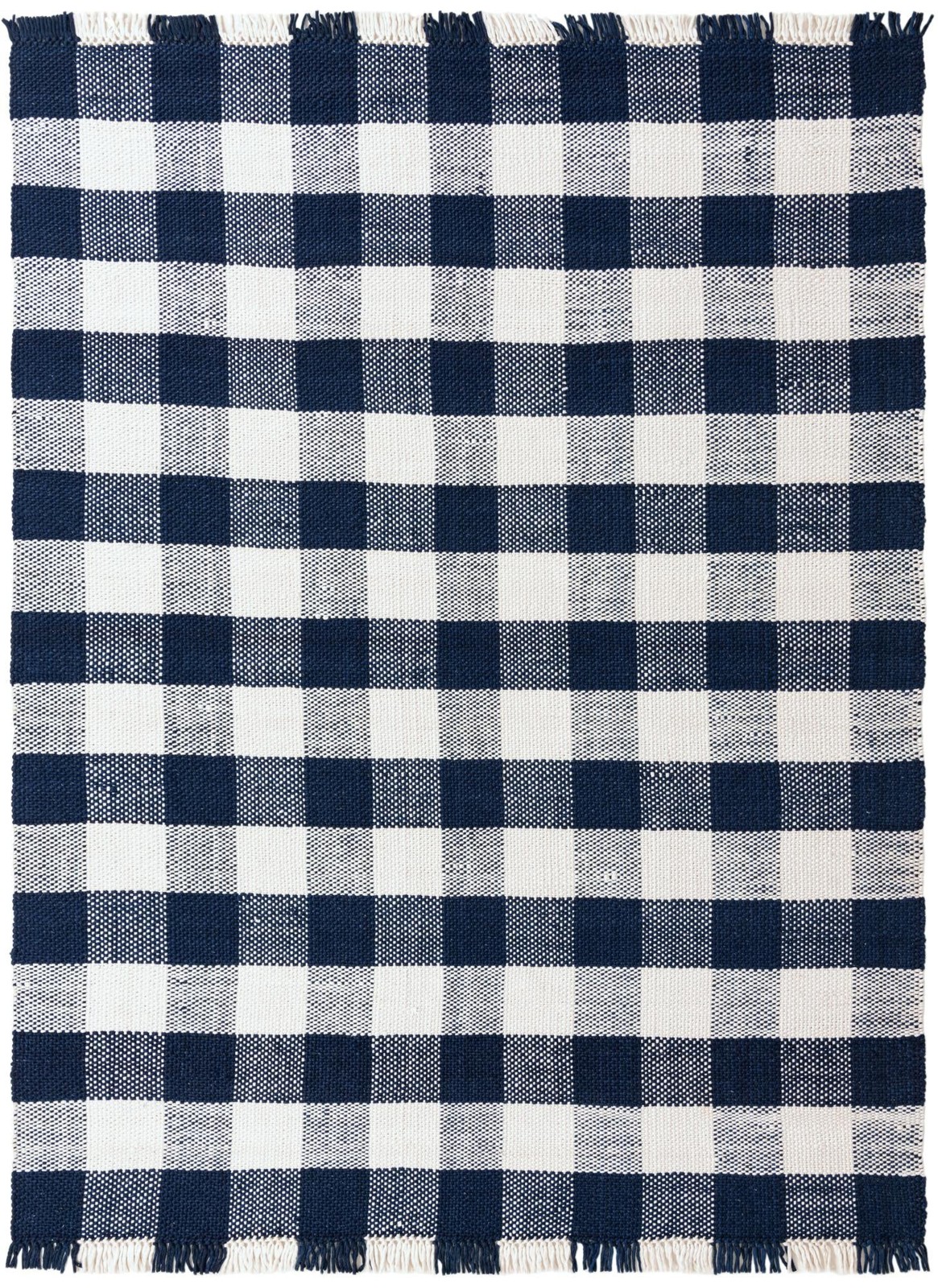 9' x 12' Grady · Checkered Washable Outdoor Rug, navy and ivory