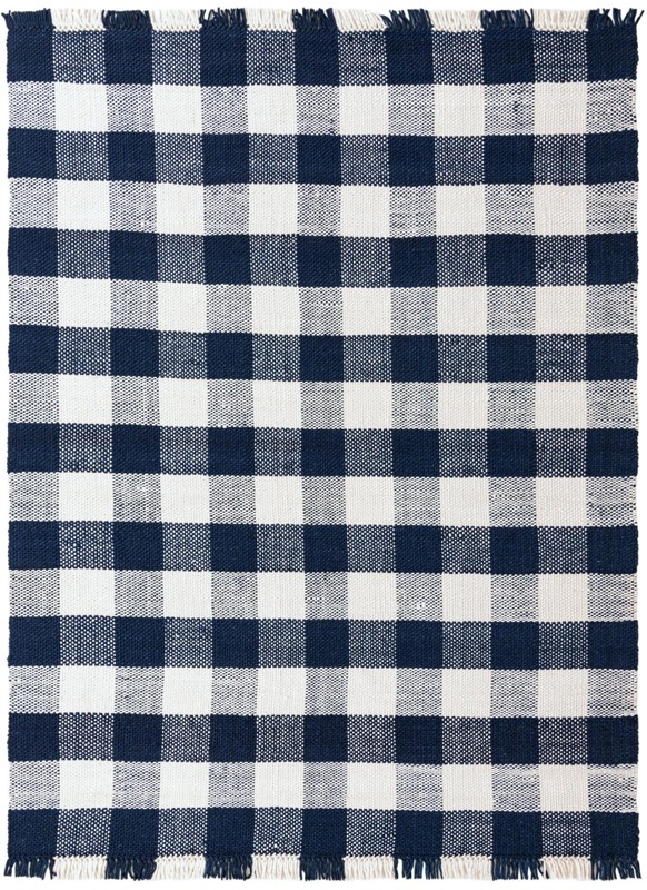 9' x 12' Grady · Checkered Washable Outdoor Rug, navy and ivory