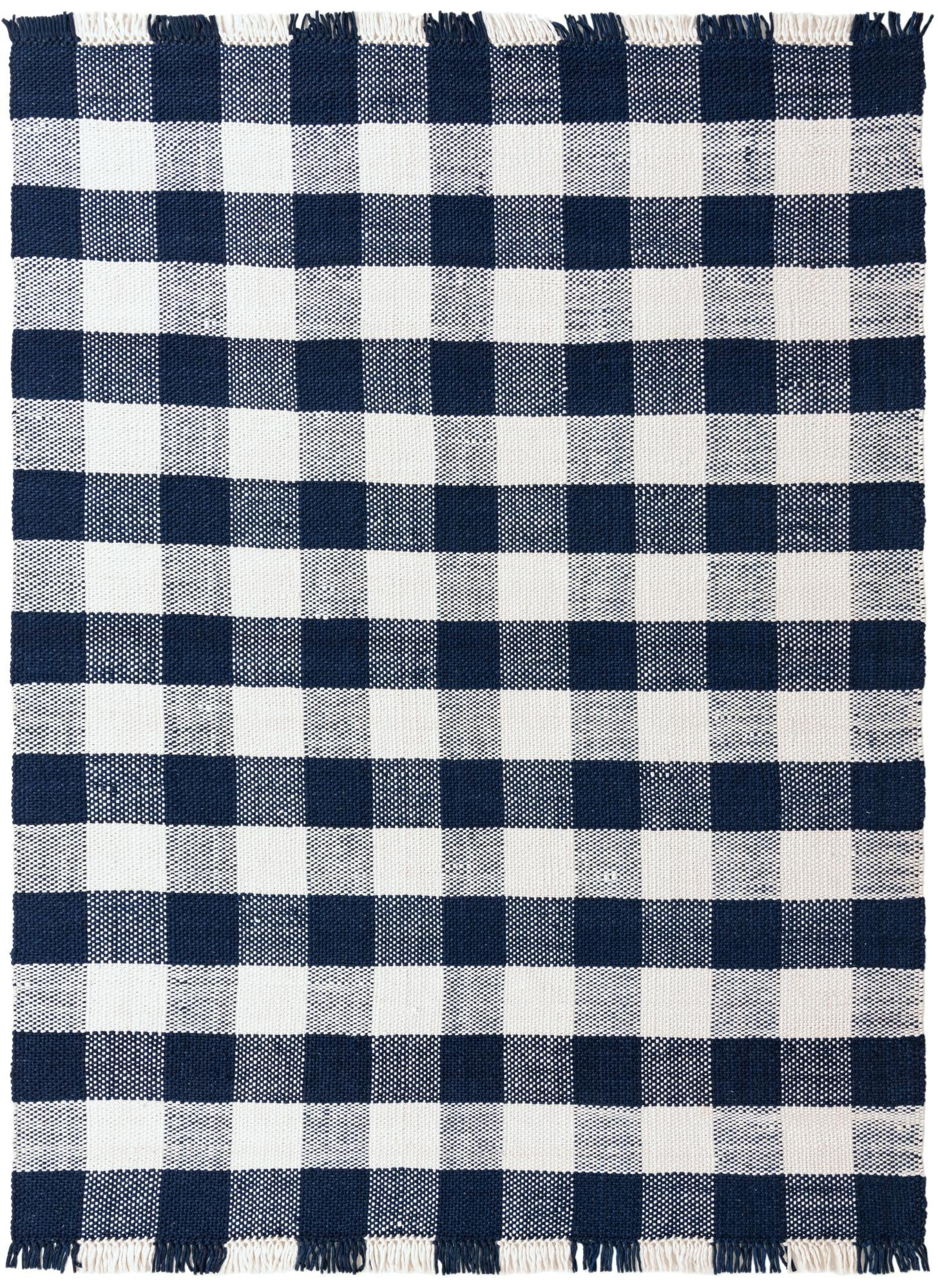 9' x 12' Grady · Checkered Washable Outdoor Rug, navy and ivory