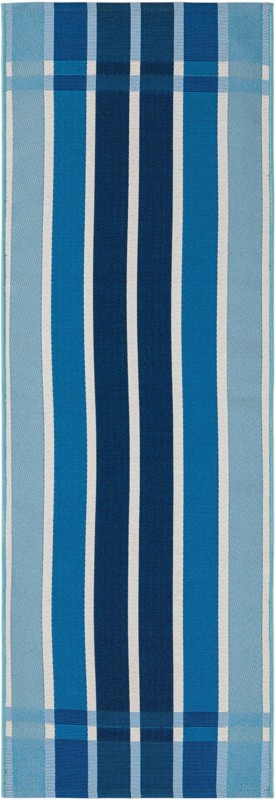 2' x 6' Lomax · Striped Outdoor Rug, shades of blue