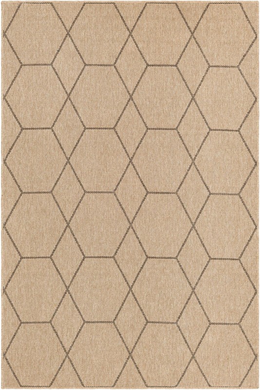 5' 3 x 8' Richter · Geometric lattice rug, natural and brown