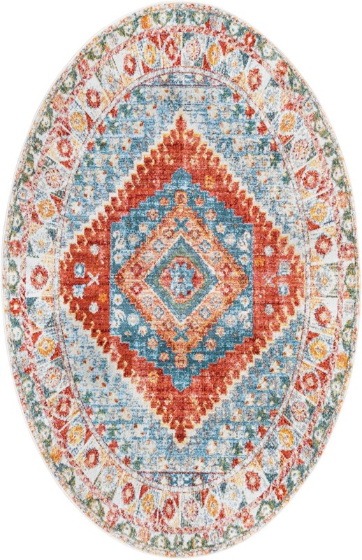 Louisa · Diamond medallion rug, rust and blue