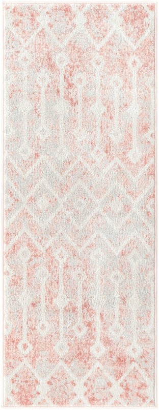 2' x 5' 3 Eugene · Geometric trellis rug, rose and ivory