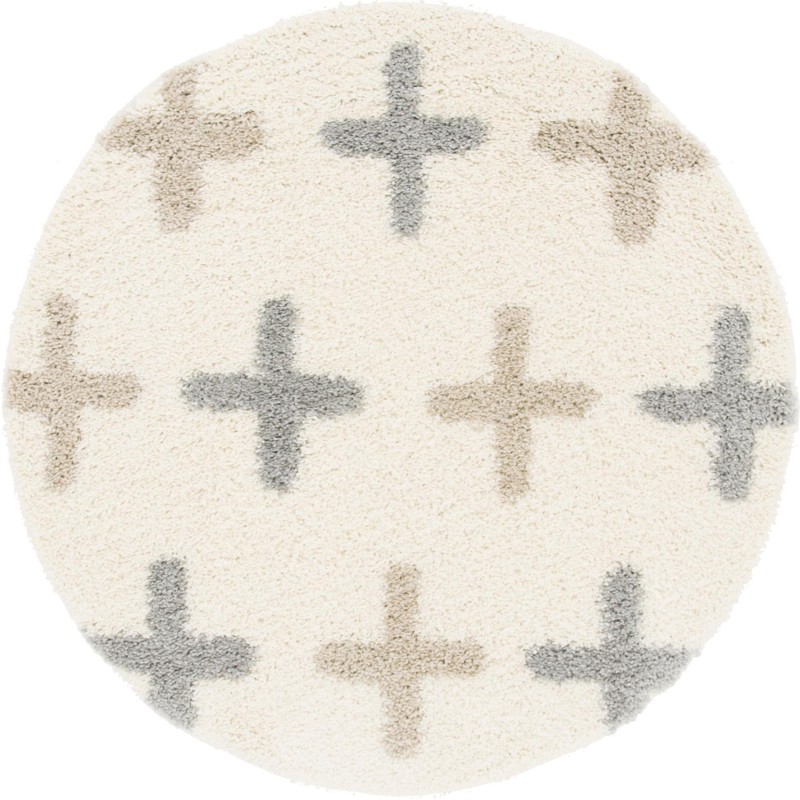 5' x 5' Porteous · Geometric Shag Rug, white