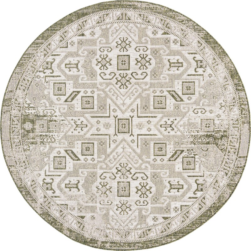 7' 10 x 7' 10 Estuary · Geometric Outdoor Rug, green