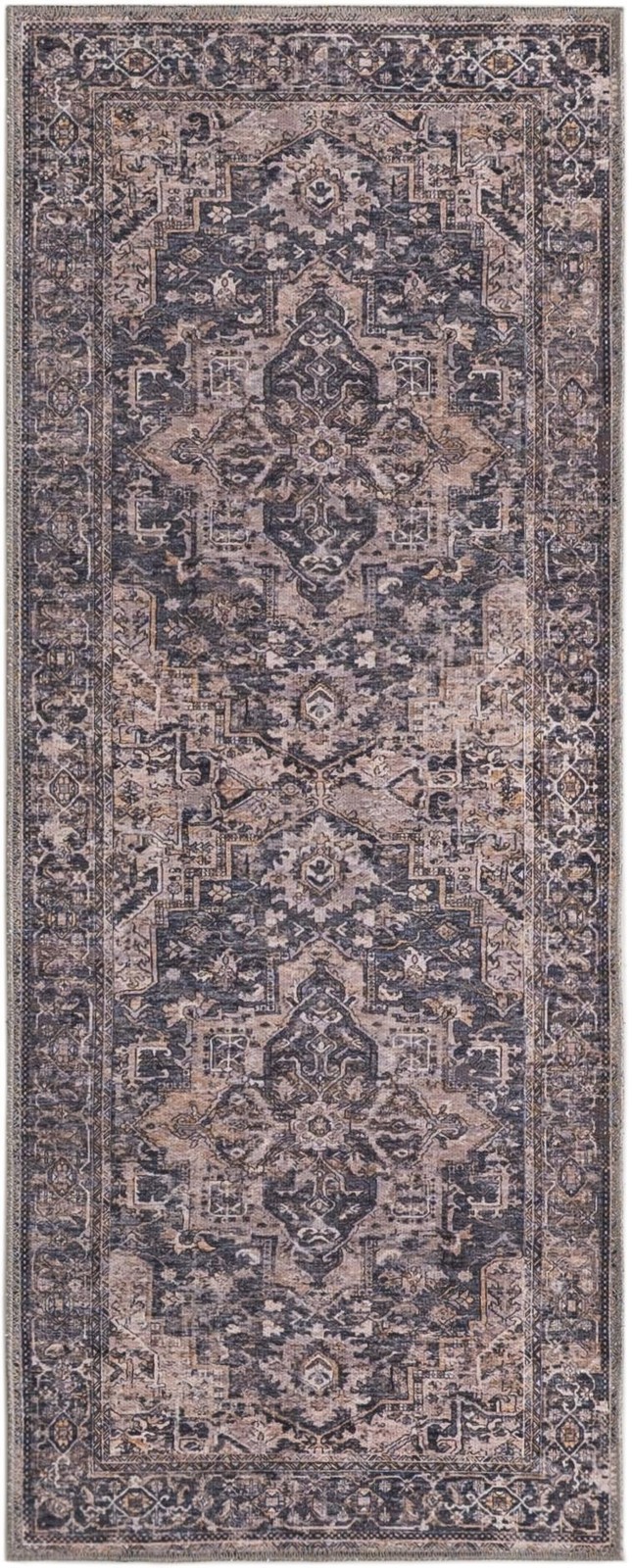 2' x 5' Watkins · Border rug, blue and ivory