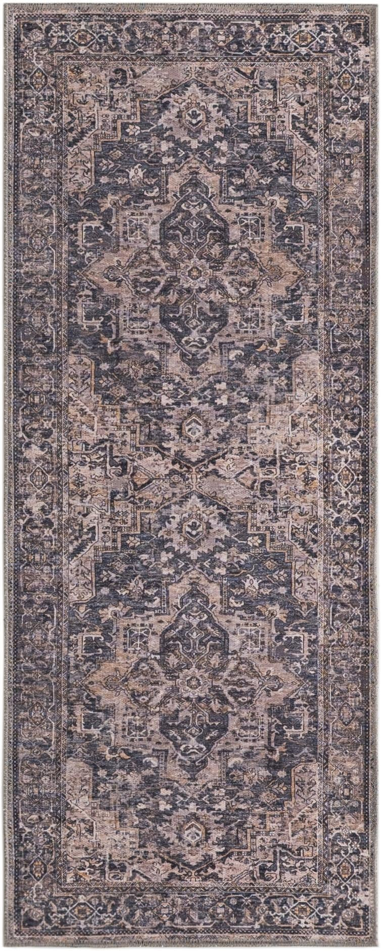 2' x 5' Watkins · Border rug, blue and ivory