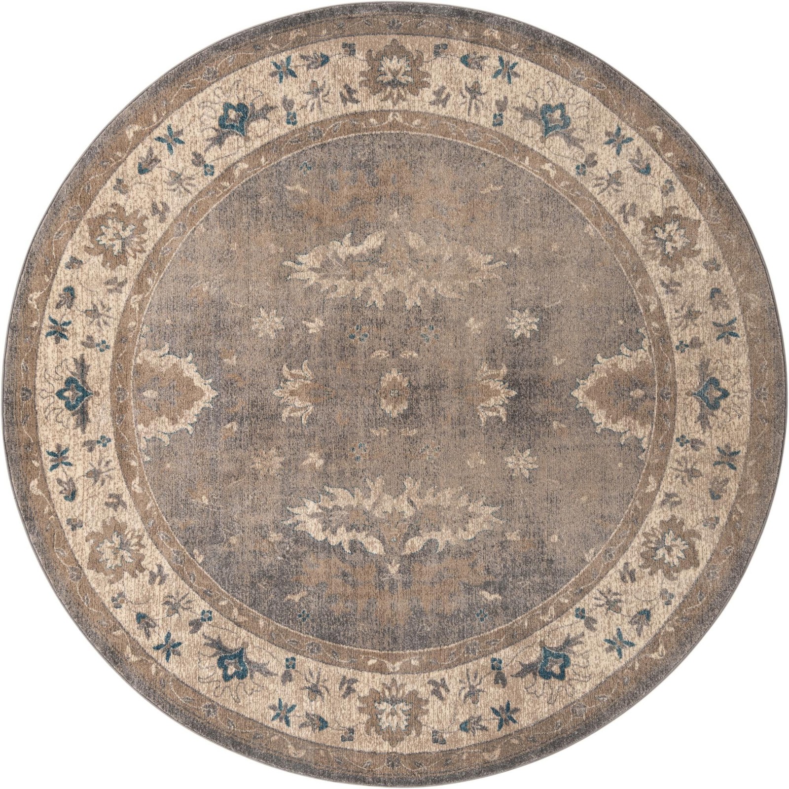 8' x 8' Leland · Medallion rug, gray and beige
