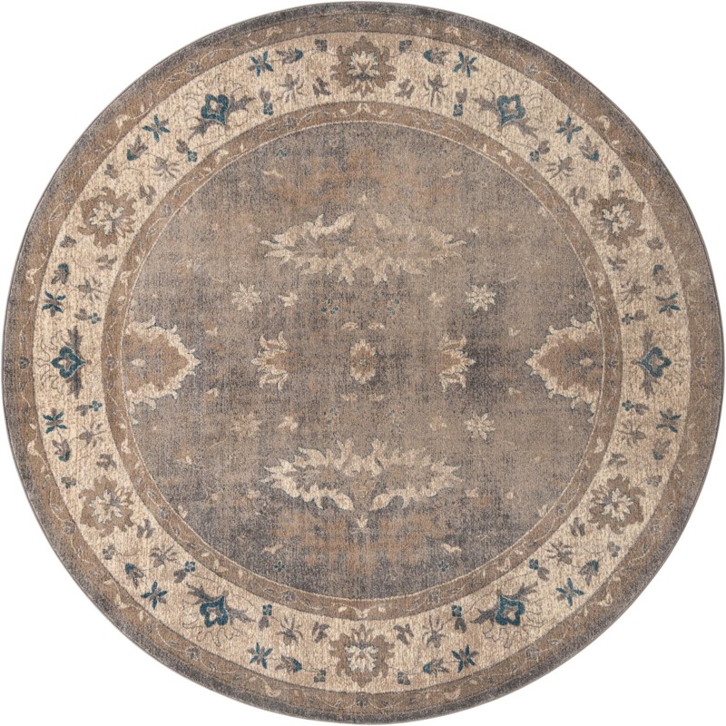 8' x 8' Leland · Medallion rug, gray and beige
