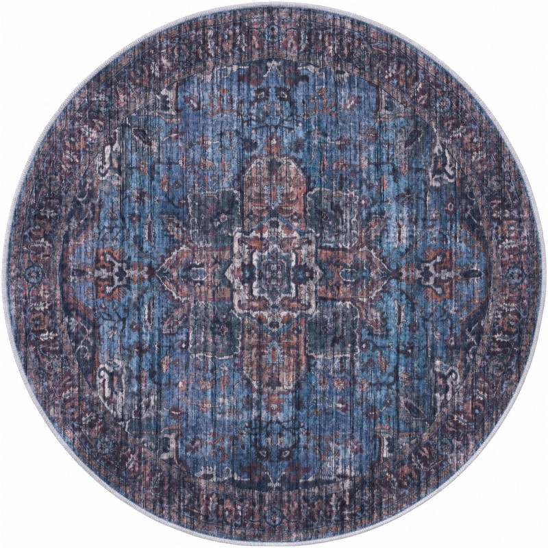 5' 3 x 5' 3 Roarke · Border rug, blue