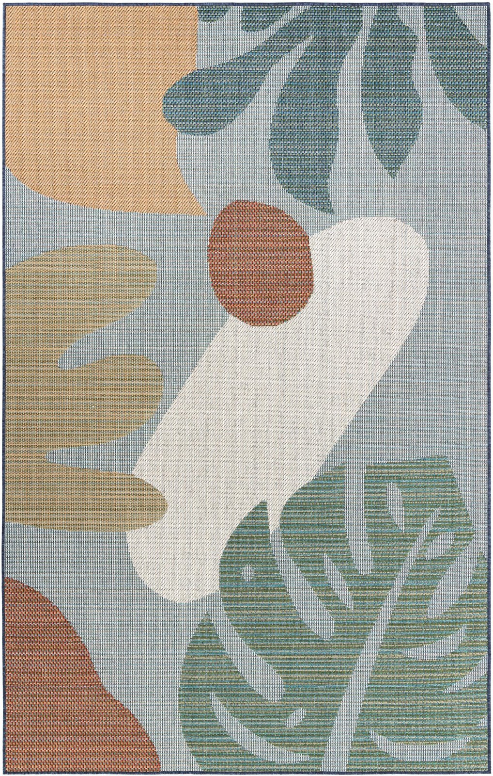 5' 3 x 8' Sturgis · Abstract botanical Outdoor Rug, blue and multicolor