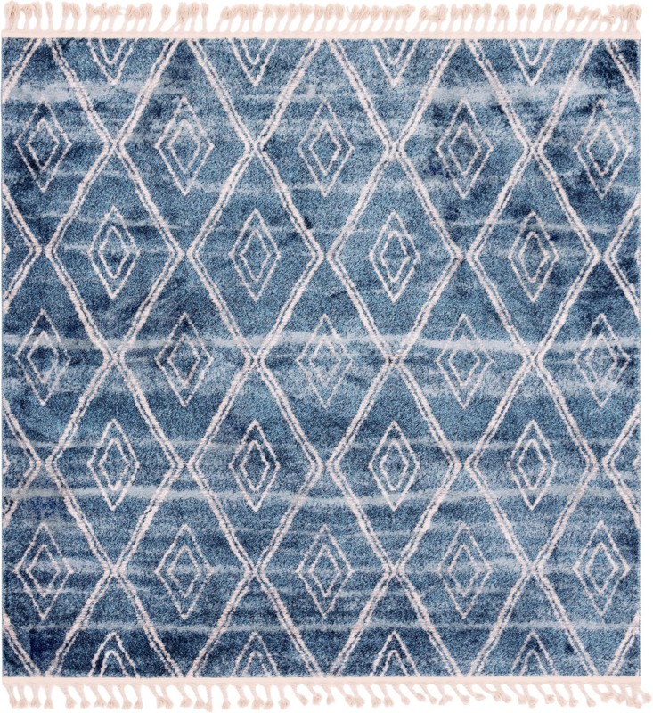 Larrabee · Diamond lattice rug, blue and ivory