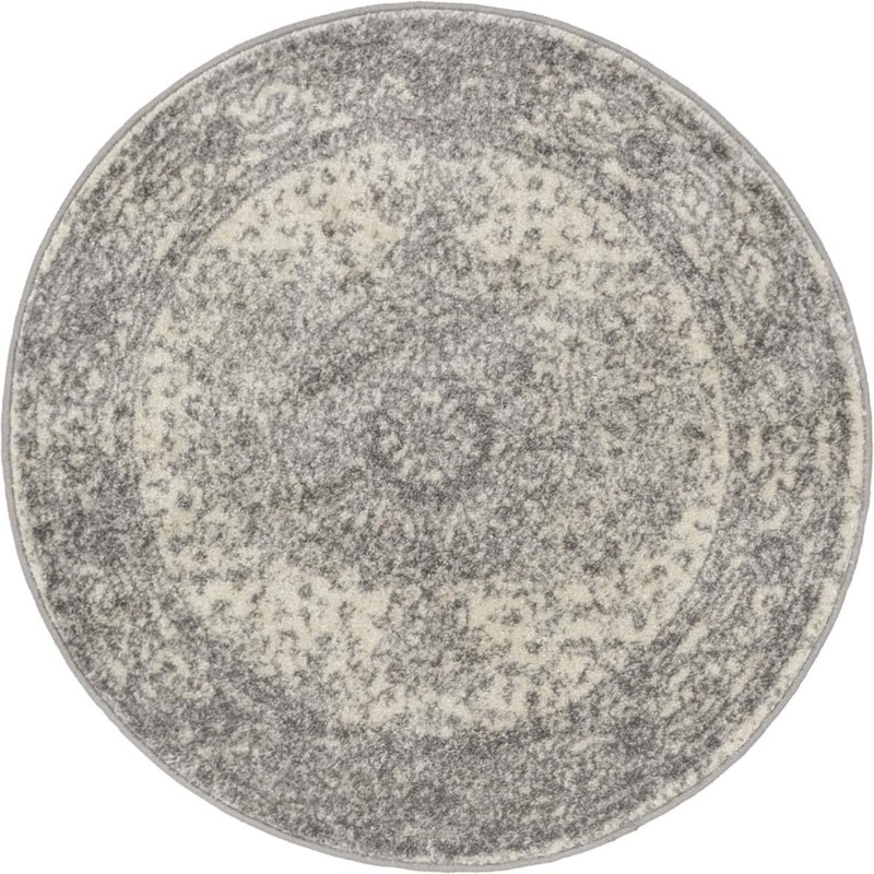 Eudora · Medallion rug, gray and ivory