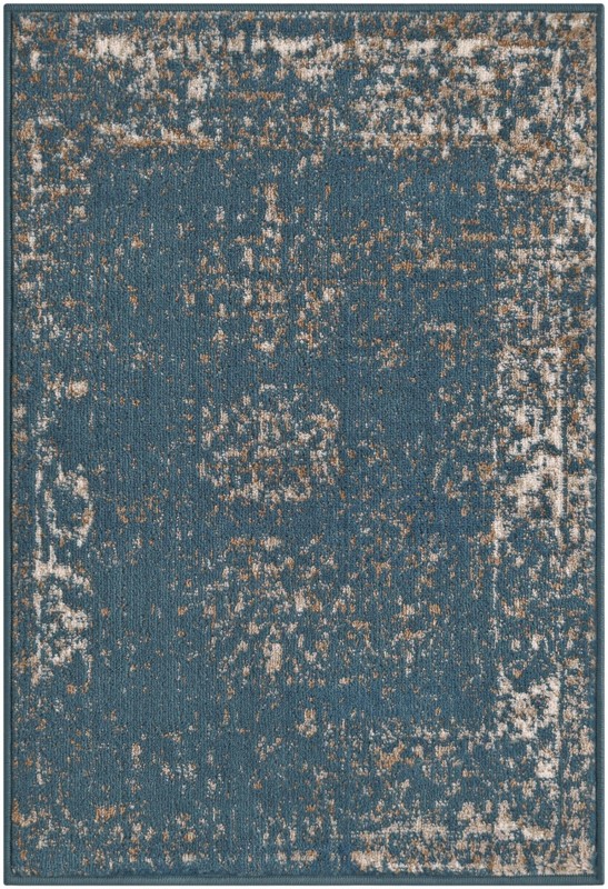 Blakemore · Distressed medallion rug, blue and ivory
