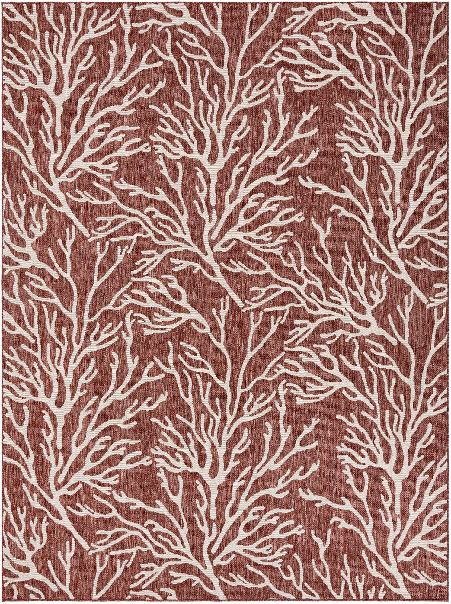 9' x 12' Northfield · Coral Outdoor Rug, rust red and ivory