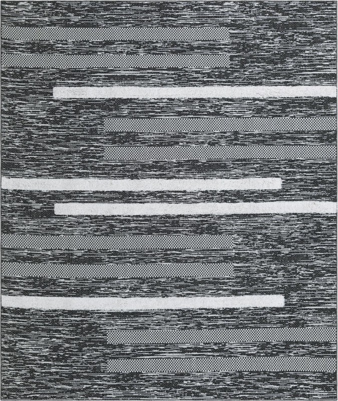 Hornsby · Striped rug, black, gray, ivory