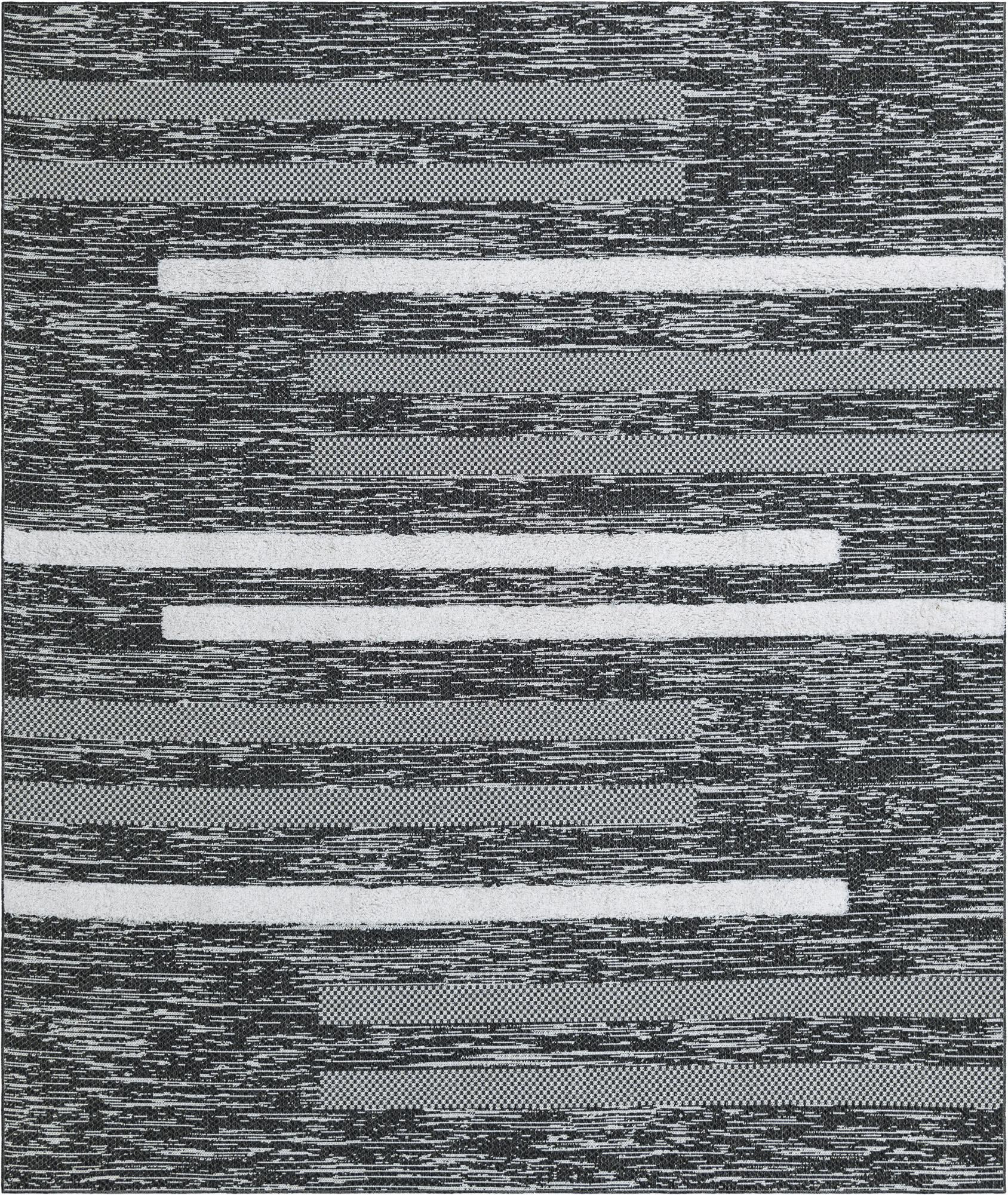 8' 2 x 10' Hornsby · Striped rug, black, gray, ivory