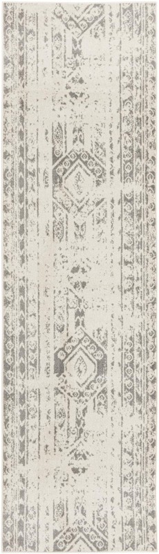 3' 3 x 12' Underhill · Border rug, ivory and gray