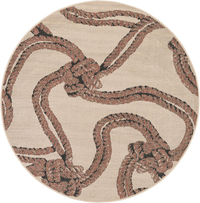 Brinkley · Nautical rope Outdoor Rug, beige and terracotta