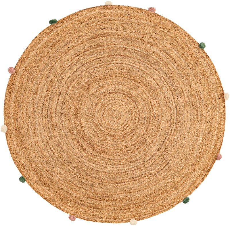 5' 3 x 5' 3 Godwin · Solid Wool Braided Jute Rug, multi